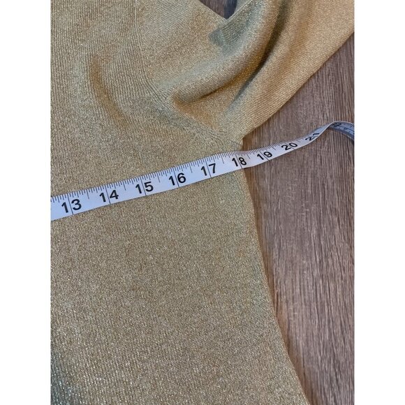 Vintage 90s John Paul Richard Gold Metallic Collared Pullover Silk Blend Top - Picture 7 of 9